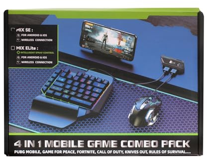 Set Gamer de Teclado y Mouse Inalámbrico con Adaptador Bluetooth, Soporte para Celular, Compatible con Android e iOS