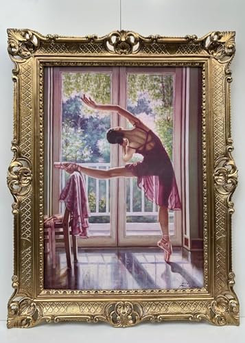 Pintici Gemälde Antik Ballerina Ballett Tänzer Bild mit Rahmen Gold 90x70 Rajco Bild