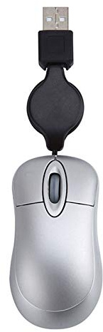 Joskeijky Mini Mouse cablato USB Cavo retrattile Piccolo Mouse Piccolo 1600 DPI Mouse da Viaggio Compatti Ottici per 98.2000 XP Vista Ve (Argento)