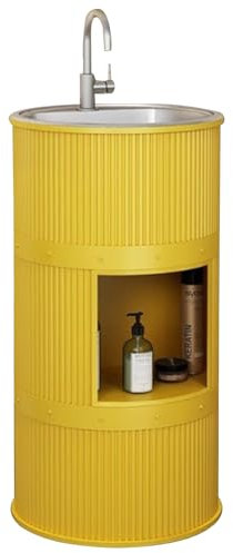 RDIAYDN Standwaschbecken, SäUlen-Waschbecken GäSte Wc Waschtisch Handwaschbecken, KreativitäT Industrial Style Waschbecken Iron Art Waschplatz Badezimmer Toilette,C