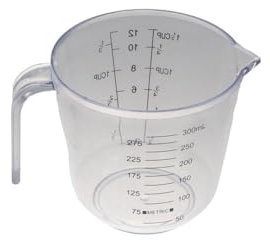 Misurino trasparente per cottura al forno, caraffa graduata in plastica con manico, facile da leggere, per cottura e misurazione di liquidi (300 ml)
