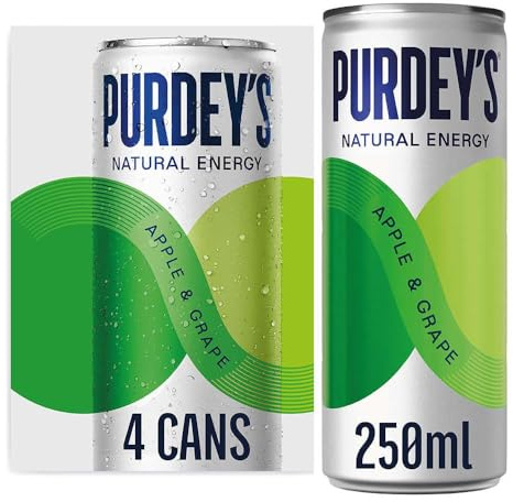 Purdey's Natural Energy Apple & Grape 250ml Can (Pack of 4)