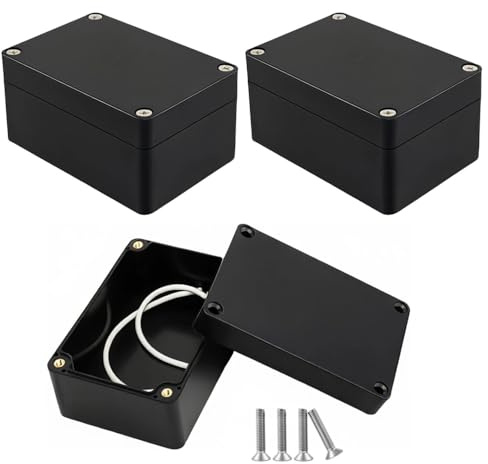 3 Stück Abzweigdose Wasserdicht, Elektronik Gehäuse Kunststoff, ABS Kabelgehäuse Verteilerkasten, Verteilerdose Staubdicht Wetterfest, für DIY Stromabzweigdose, 100 x 68 x 50mm, Schwarz