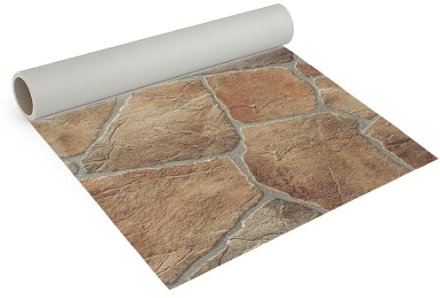 Internethandel Pfordt CV Bodenbelag Bruchstein Braun, 200x200 cm, pflegeleichter PVC Vinylboden, Meterware für Küche und Wohnzimmer