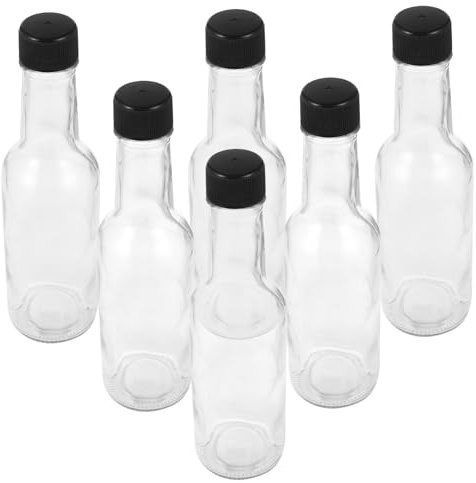 UTHCLO Glass Sauce Bottles 6pcs with Lids 150ml Glass Containers for Tomato Ketchup Curry Sauce Chili Oil Jam Suitable for Kitchen and Outdoor Dining