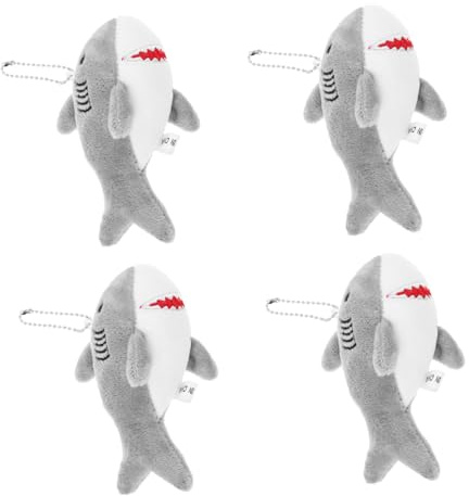 Toyvian 4 STÜCKE Teiliges Plüsch Hai Schlüsselanhänger Weiches Kuscheltier Anhänger Detailgetreues Hai Modell als Rucksack Handtaschen Deko Niedliches Geschenk für Partybedarf