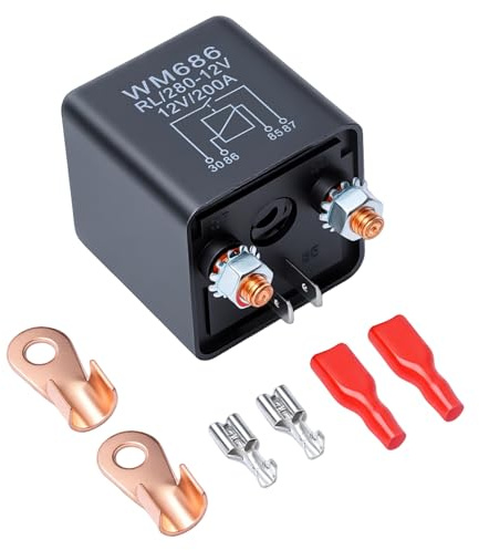 APIELE Batterie Trennrelais Relais 12 V 200 A 4-Polig Für Pkw LKW Kfz Auto Boot Camping Wohn, mit 2Pin Footprint + 2 Anschluss für Steuerbatterie EIN/AUS