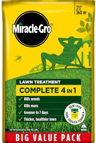 Miracle-Gro Complete 4 in 1 Lawn Food, 360 m²coverage | Weed & Moss Control