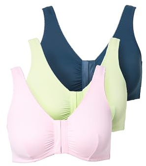 Ulla Popken Damen große Größen Übergrößen Plus Size Bustiers, 3er-Pack, Vorderverschluss, Mikrofaser Petrol 100D 824213747-100D