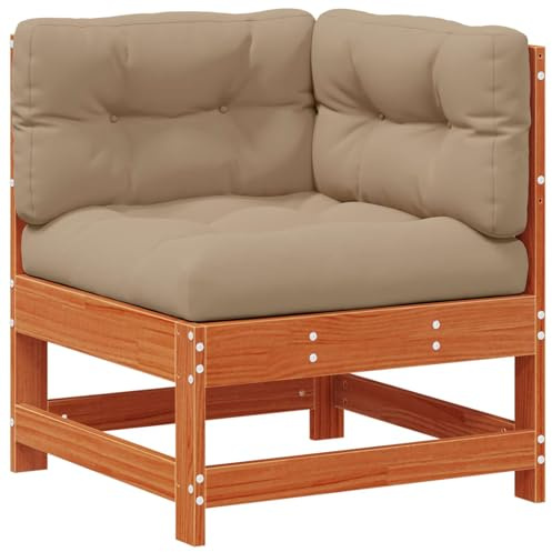 vidaXL Gartenecksofa Massives Kiefernholz Wachsbraun, Garten und Terrasse, Modulares Outdoor-Sofa, Zeitgemäße Sitzgelegenheit für Elegantes Wohnen, Bequeme Lounge-Möbel
