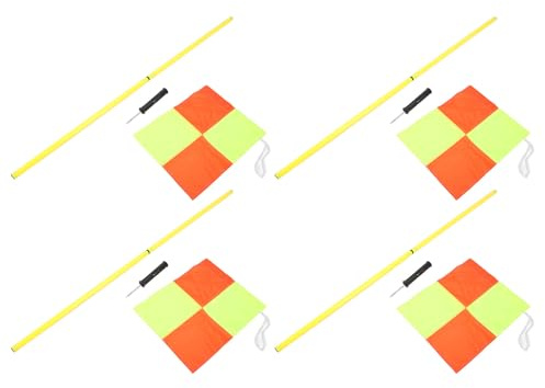 OVAQUIXI Eckfahnen für Fußballplätze, Robuste Trainingsausrüstung für Outdoor-Aktivitäten, Kunststoff, 4 Stück, 2 Abschnitte, 1,5 M