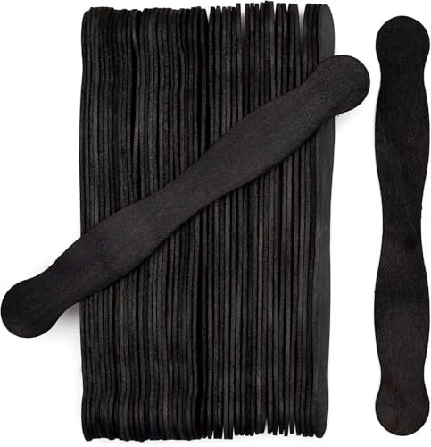 Wooden Black 8 Fan Handles, Wedding Programs, Pack 50, Jumbo Craft Popsicle Sticks for Auction Bid Paddles, Wooden Wavy Flat Stems for DIY Crafting Supplies Kit, by Woodpeckers