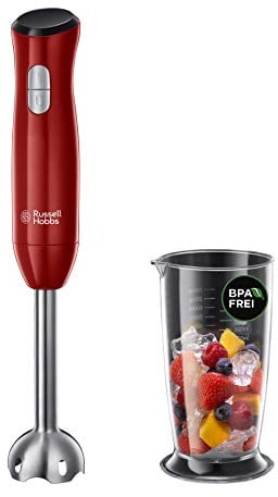 Russell Hobbs Frullatore a Immersione Rosso - 2 Velocità, Bicchiere da 700ml lavabile in lavastoviglie - no BPA, Tritatutto per Frullati, Zuppe, Salse, Alimenti per bambini, 24690-56