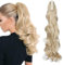 SEGO Ponytail Extension Pferdeschwanz Haarteil Haarverlängerung Zopf mit Butterfly-Klammer Hair Piece Haar Glatt Hitzebeständig wie Echthaar Golden Mix Bleichblond Gewellt-24(61cm)-150g