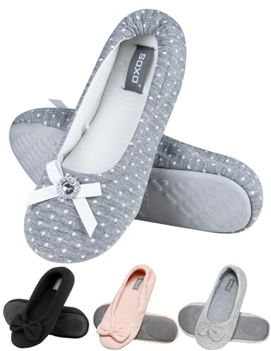 soxo Ballerine Eleganti Ciabatte Donna Estive Pantofole Casa Invernali Pelose Ospiti 37/38 Grigio Con Diamante