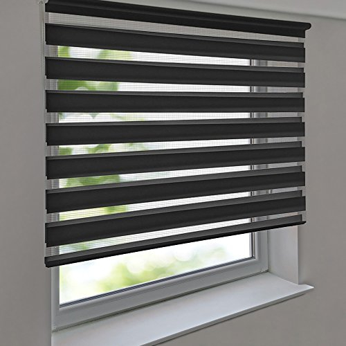 Doppelrollo PREMIUM 80 x 160 cm anthrazit zum Anschrauben freihängend für Wand- und Deckenmontage inkl. Metallträger