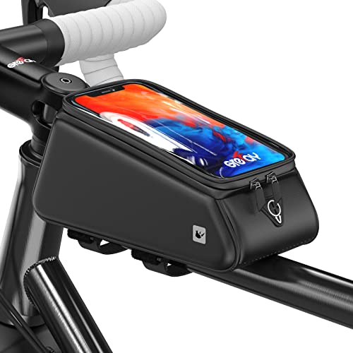 Grefay Sacoche Vélo Téléphone Etanche Pochette Guidon VTT Support Téléphone Cadre Vélo avec Ecran Tactile Transparent pour Smartphone sous 6,0 Pouces
