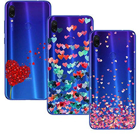 Young & Ming Cover per Xiaomi Redmi Note 7 / Xiaomi Redmi Note 7 Pro, [3 Pack] Morbido Trasparente Silicone Custodie Protettivo TPU Gel Case, Amore