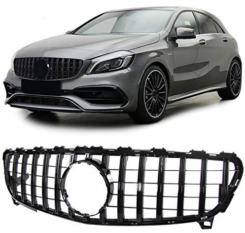 Sport Kühlergrill Schwarz Glanz für Mercedes A Klasse W176 Facelift 15-18