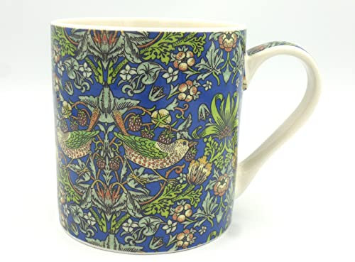 Heron Cross Pottery William Morris blue strawberry thief design jumbo mug for the Abbeydale Collection
