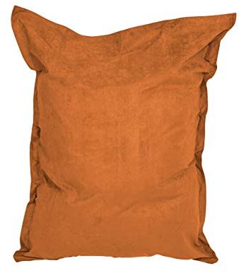 Lumaland Riesen-Sitzsack XXL 140x180cm | Indoor Bean Bag aus weichem & waschbarem Microvelours | 2-in-1- für bequemes Sitzen & Liegen | Mit über 3 Mio. anpassungsfähigen EPS-Perlen [Orange]