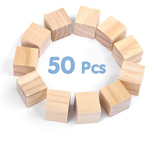 50 Stück Holzwürfel 10mm, Holz Würfel Blanko Deko Holz Basteln Bastelmaterial Holz Holzblöcke Quadrat Würfel Natur Deko zum DIY Basteln Malen DIY Handwerk Dekoration