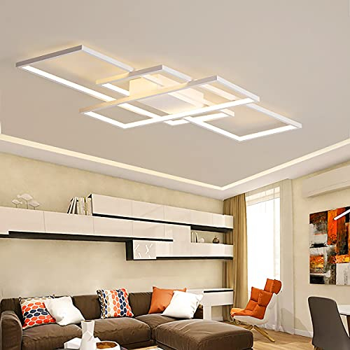 ANZHUANG Deckenlampe Led Wohnzimmer, Deckenleuchte Einbau Led Rechteckig mit Fernbedienung Dimmbar 3000K-6000K, Schlafzimmer Energiespar dekorative Lampen(90 * 50CM/80W, White)