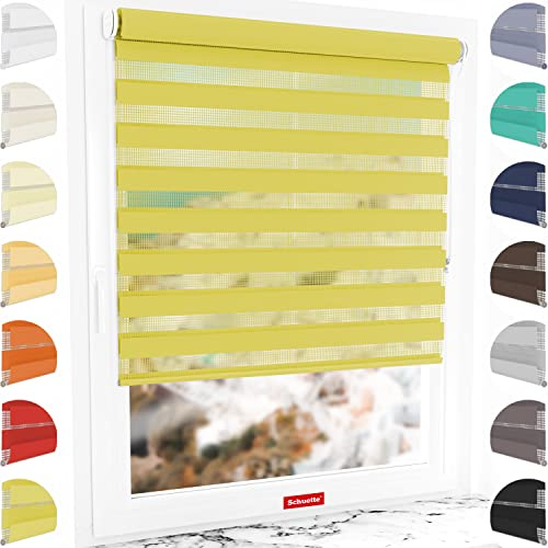 Schuette® Rollo ohne Bohren & mit Bohren 2in1 ● Tag & Nacht Doppelrollo Kollektion: Sour Lime (Gelb) ● 105 x 130 cm (Breite x Höhe) ● Suprafix Klemmrollo = Klemmfix 2.0 ● 60s Montage mit Video