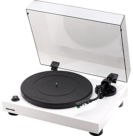 Fluance RT81 Elite High Fidelity Vinyl Plattenspieler Plattenspieler mit Audio Technica AT95E Patrone, Riemenantrieb, eingebauter Vorverstärker, hochmassiger MDF-Holzsockel, Klavierweiß