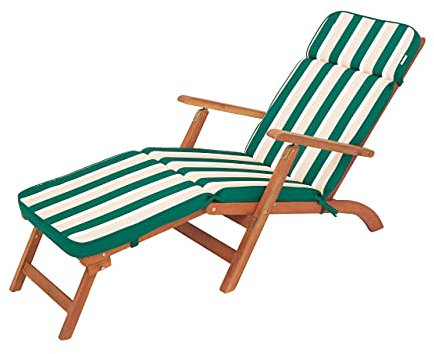 Sonnenliege Auflage - Liegenauflage Outdoor - Auflagen für Deckchair 178 x 47 cm, 5 cm - Polsterauflage für Sonnenliege - Kissen für Liegestuhl - Dick, Bequem & Langlebig – Grün mit beigen Streifen