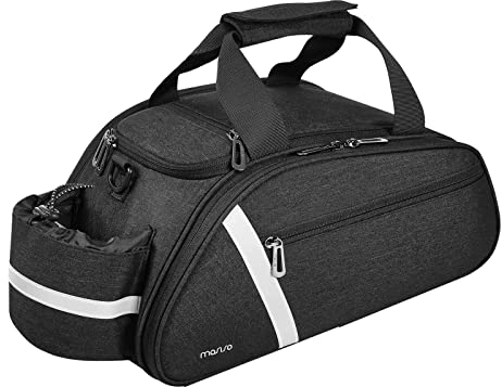 MOSISO Bike Rack Bag, Waterproof Bicycle Trunk Pannier Rear Seat Handbag Cycling Bike Carrier Reflective Backseat Cargo Storage Luggage Saddle Shoulder Bag with Water Bottle Holder&Handle, Black