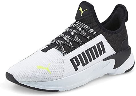PUMA Men's Softride Premier Slip on Performance Running, White Black Yellow Alert, 10.5 UK