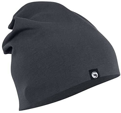 BestSale247 Leichte Jersey Mütze, Damen & Herren Unisex Slouch Beanie aus Baumwolle, Einheitsgröße (Dunkelgrau)