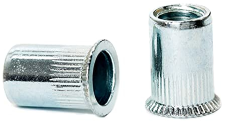 Dadi per rivetti a testa svasata M10 x 20 mm, gambo cilindrico scanalato metrico AN318 zincato inserto filettato in acciaio zincato (confezione da 20)