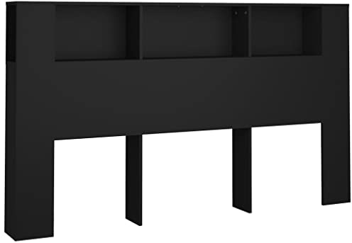 vidaXL Testiera con Scomparti Nera 180x18,5x104,5 cm