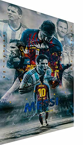 Magic Canvas Art - Bilder Lionel Messi FC Barcelona Leinwandbild 1- teilig Hochwertiger Kunstdruck modern Wandbilder Wanddekoration Design Wand Bild, Größe: 75 x 50 cm