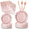 Nkaiso Stoviglie Per Feste 144 Pezzi Rosa e Oro Rosa Festa della Addobbi Ragazza di Compleanno dei Dambini Festa Posate set Include Piatto di Carta Party Tovaglioli Riutilizzabili Posate -24 Ospiti