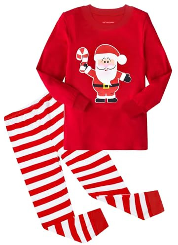 ELUTONG Girl's Christmas Pajamas Cotton Kids Santa Claus Reindeer Pjs Toddler Clothes Long Sleeve Sleepwear Sets 2-12 Years