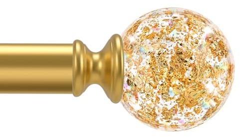 TVWOO Dekorative Kristallvorhangstangen, 168 - 305 cm, strapazierfähig, verstellbar, für Schlafzimmer, Wohnzimmer, Messing, goldfarben, modern, mädchenhaft, Acryl-Gardinenstange mit durchsichtigen