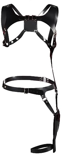 Harness Shoulder Holster Cosplay Harness Gun Bag Black PU Leather Adjustable Waist Belt Set