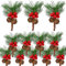 Bacucine 12 Stück Weihnachtsbeeren, Tannenzapfen, künstliche Blumen-Plektren, Wintergirlande, Weihnachtsdekorationen mit roten Beeren, Tannennadel für Handwerk, Tisch, Kamin, Bar, Party, Urlaub,