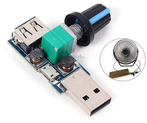 USB-Lüfter, stufenloses Geschwindigkeitsregler-Reglermodul, DC 4–12 V bis 2,5–8 V, 5 W, mit USB-A-Micro-USB-Adapter, Potentiometer, männlich, weiblich