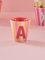 Rice Melamin Becher medium gestreift mit Buchstaben, Modell für Junge Blau-Grüntöne, Größe 9 x 9 cm (A Mädchen)
