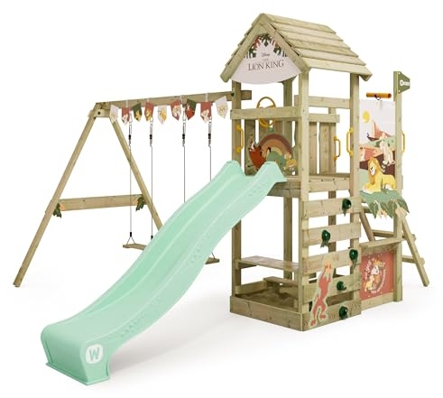 Disney's El Rey León Adventure Parque Infantil de Wickey - Estructura para trepar, Equipo de Juegos de jardín para niños - Parque Infantil de jardín de Madera para Exteriores