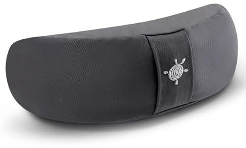 Meditationskissen Buchweizenschalen von Kurma, Maße: Durchmesser 30 cm x H 14 cm, Farbe: Anthrazit (grau)