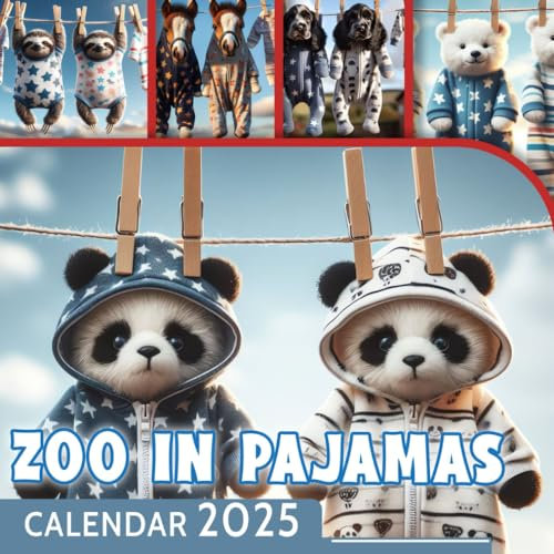 Zoo in Pajamas Calendar 2025: Jan to Dec 2025 Including 12 Coloring Pages For Kids and Adults with Animal, Eco Friendly, Thick Sturdy Paper for Planning, Ideal Gift for Everyone