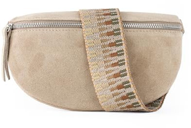 lePelou Bauchtasche aus Veloursleder, Wildleder Bauchtasche, Festival Tasche, Cross Body Tasche, Gürteltasche, Geschenk (Beige 3, M)