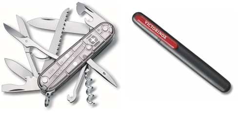 Victorinox Huntsman Swiss Army Pocket Knife, Medium Multi Tool, Camping & Professional Dual Knife Sharpener, Swiss Made, Portable, Black/Red