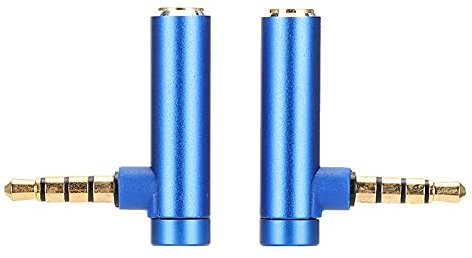 2PCS 90 Degree 3.5mm Jack Socket to 3.5mm Male Stereo Adapter, 3.5mm Male To Female Audio Adapter for Headset Tablets Speakers(Blue)
