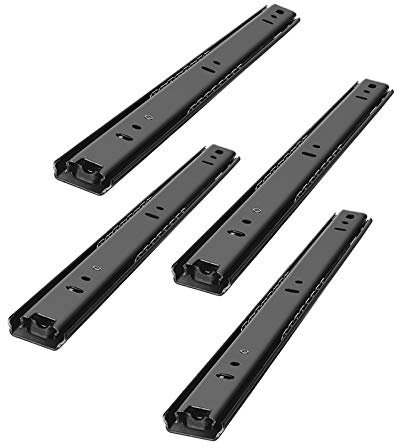 Guide per cassetti a sfera in metallo, confezione da 4, per montaggio laterale, per armadio da cucina, guide per prolunghe da tavolo, kit di riparazione per cassetti, 300 mm, 500 mm, nero, 250 mm) (